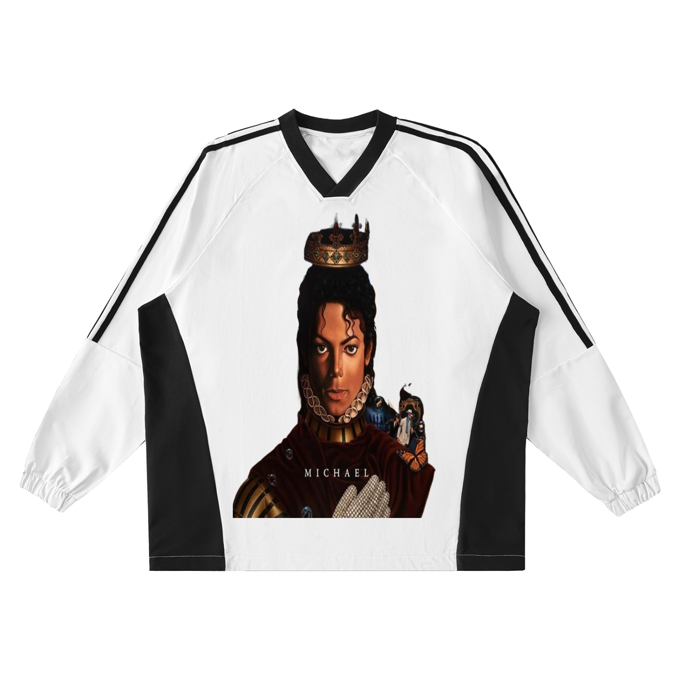 Color-Block V-Neck Long-Sleeve mj legend live forever T-Shirt