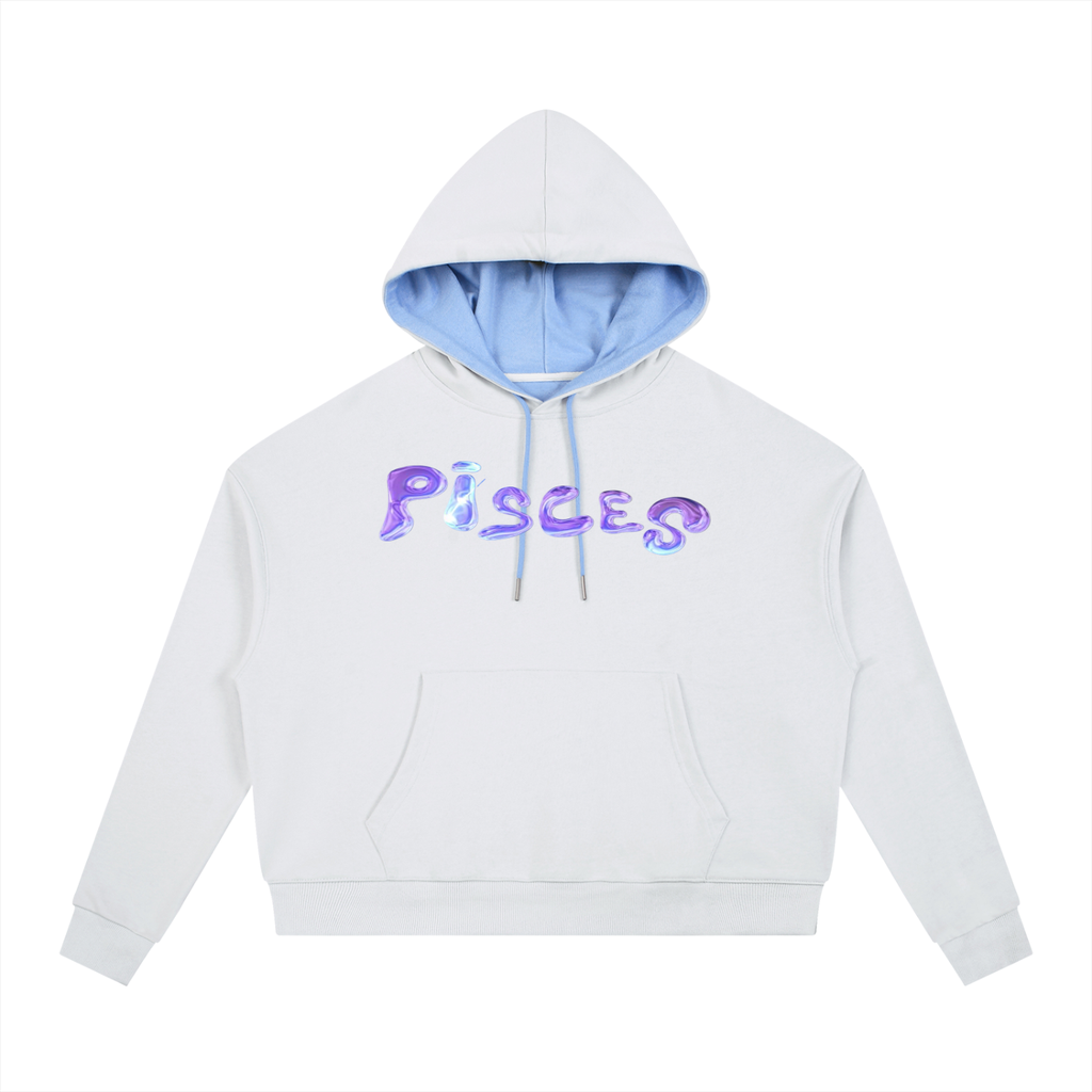 Contrast Drawstring pisces Hoodie