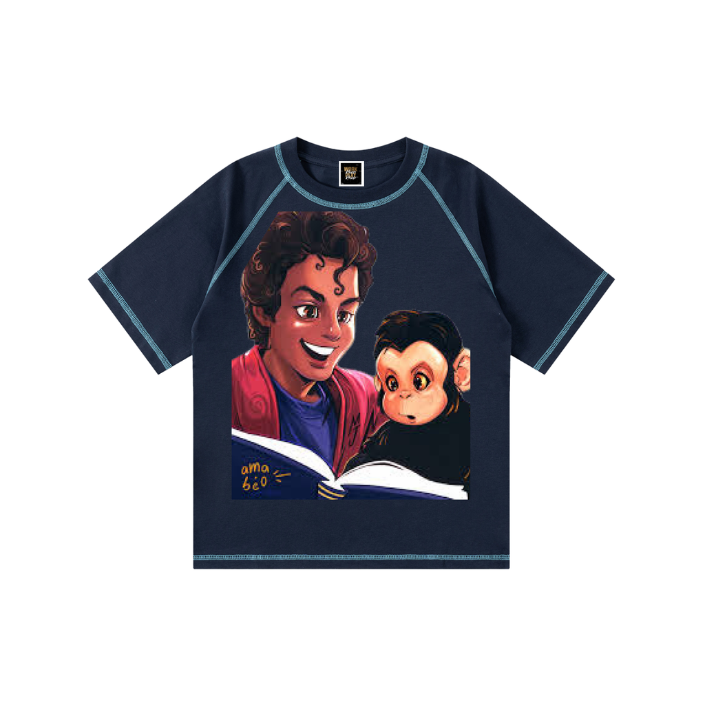 Loose Contrast-Stitched Kids' mj & bubbles T-Shirt